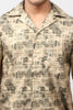 Bluebird Men's Casual Half - Sleeve Shirt Geometric Print Beige - Veshbhoshaa