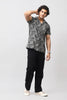 Bluebird Men's Casual Half - Sleeve Shirt Geometric Print Black - Veshbhoshaa