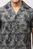 Bluebird Men's Casual Half - Sleeve Shirt Geometric Print Black - Veshbhoshaa