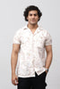 Bluebird Men's Casual Half - Sleeve Shirt Leaf Print Design Beige - Veshbhoshaa