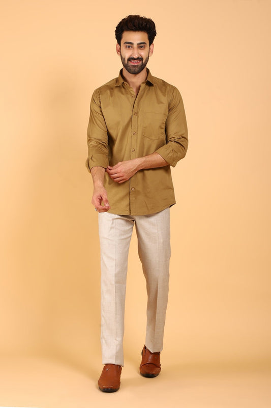 Bluebird Men's Coffee - Colored Premium Satin Shirt - Veshbhoshaa