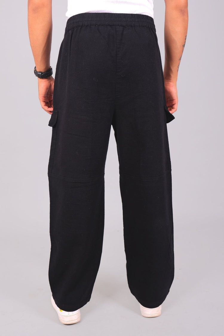 Bluebird Men's Cotton Cargo Pant Loose Fit Black - Veshbhoshaa