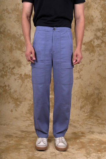 Bluebird Men's Cotton Cargo Pant Loose Fit Blue - Veshbhoshaa