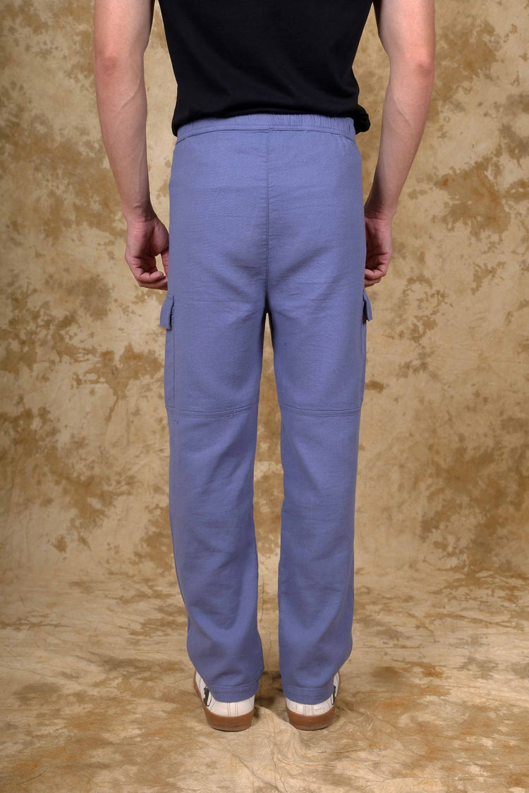 Bluebird Men's Cotton Cargo Pant Loose Fit Blue - Veshbhoshaa