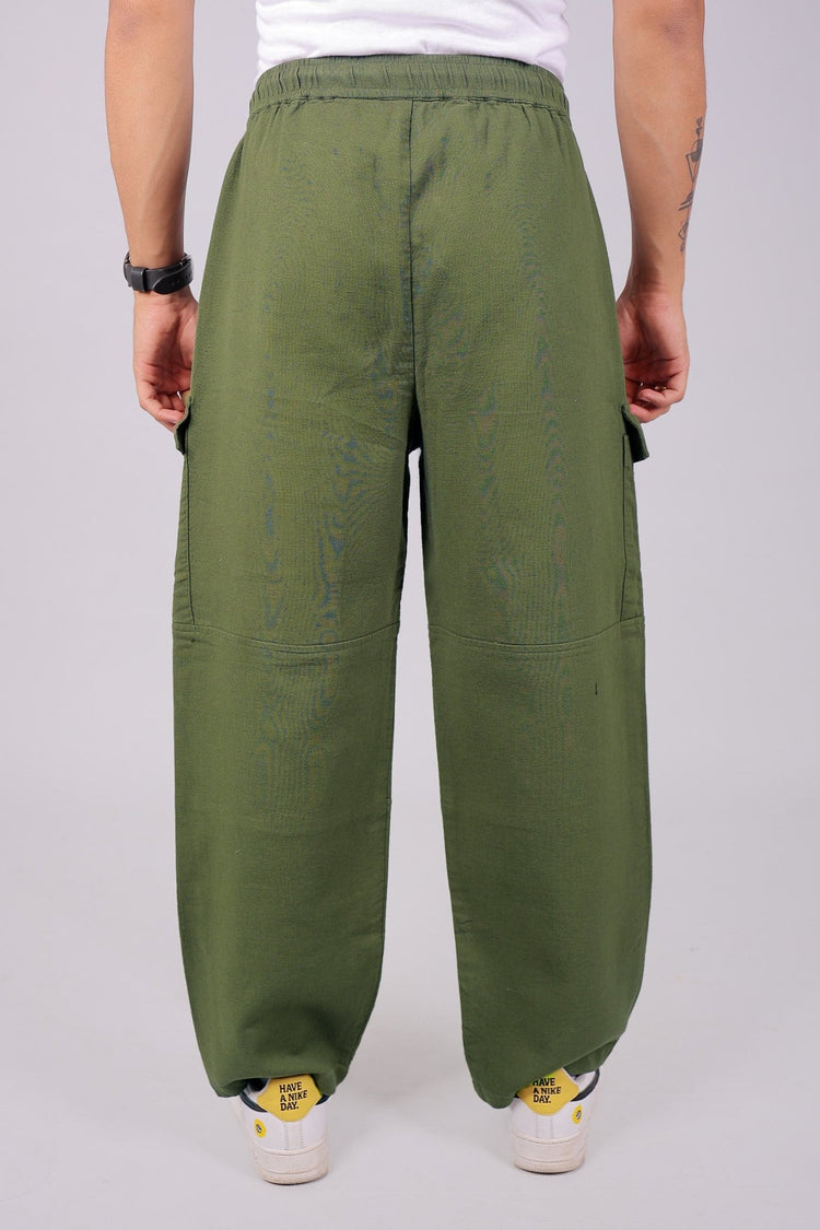 Bluebird Men's Cotton Cargo Pant Loose Fit Green - Veshbhoshaa