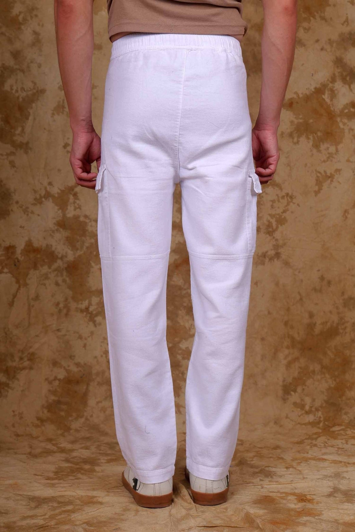 Bluebird Men's Cotton Cargo Pant Loose Fit White - Veshbhoshaa