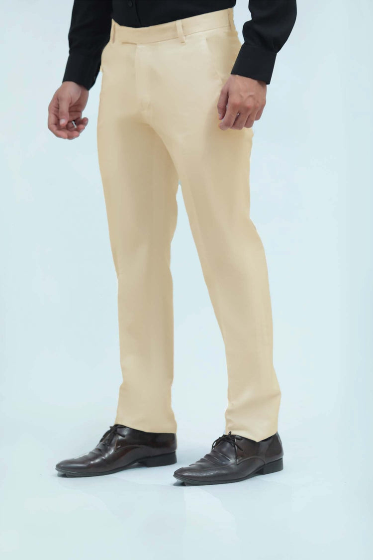 Bluebird Men's Cream Formal Trousers - Veshbhoshaa