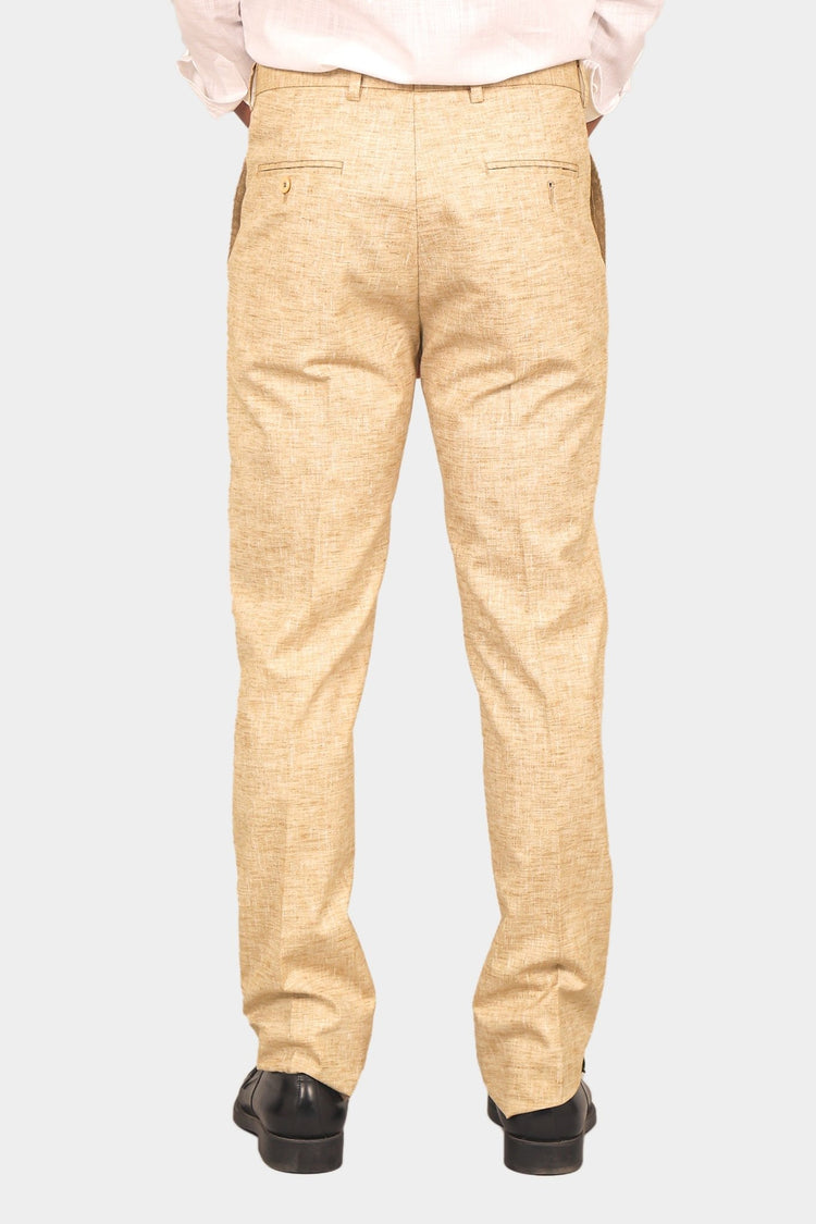 Bluebird Men's Cream Linen Formal Trouser - Veshbhoshaa