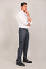 Bluebird Men's Dark Blue - Grey Formal Trousers - Veshbhoshaa