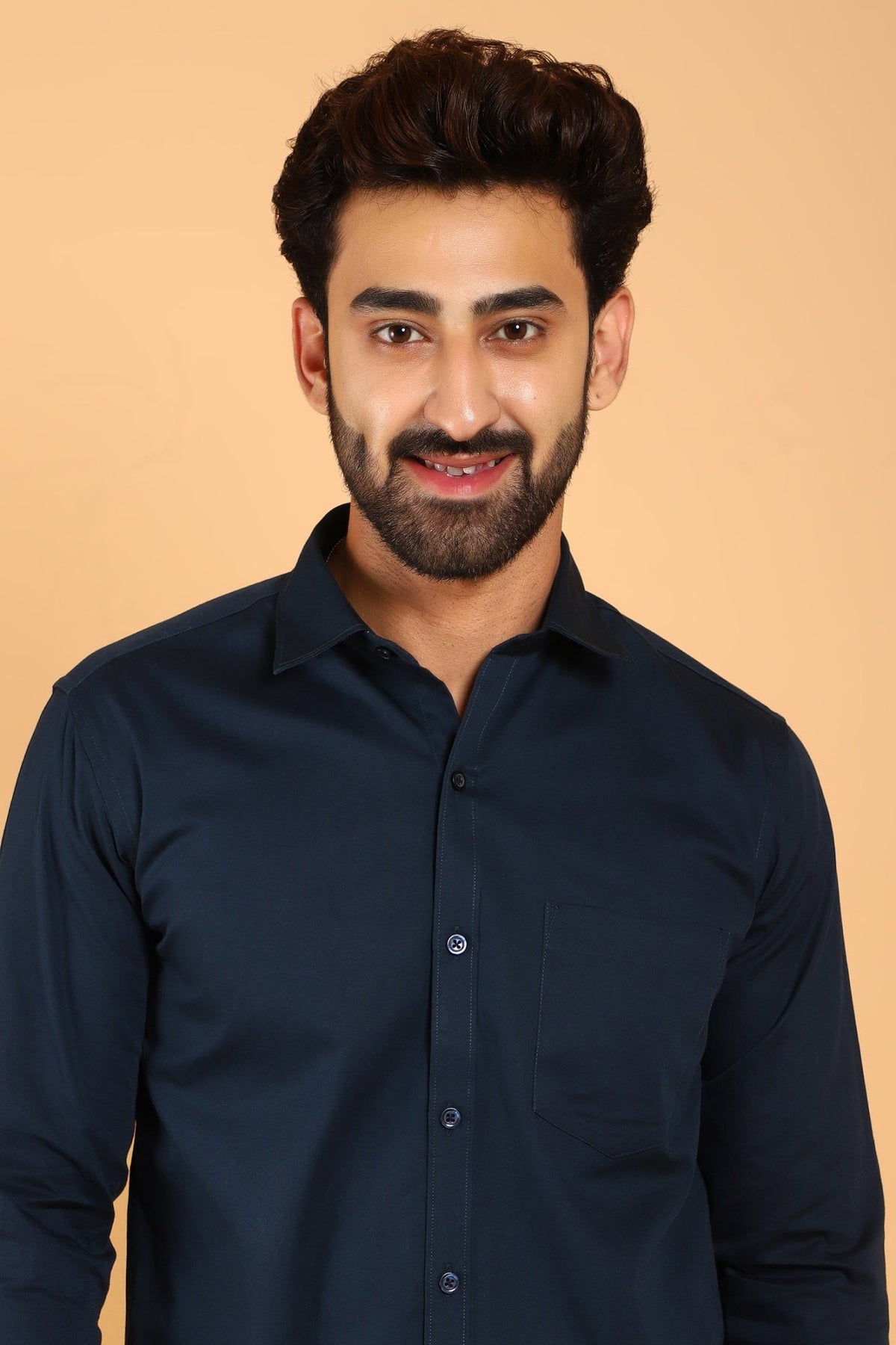 Bluebird Men's Dark Blue Premium Satin Shirt - Veshbhoshaa