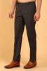 Bluebird Men's Dark Brown Textured Lycra Formal Trousers - Veshbhoshaa