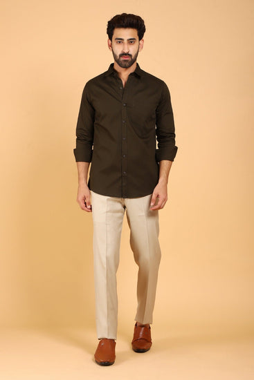 Bluebird Men's Dark Chocolate Premium Satin Shirt - Veshbhoshaa