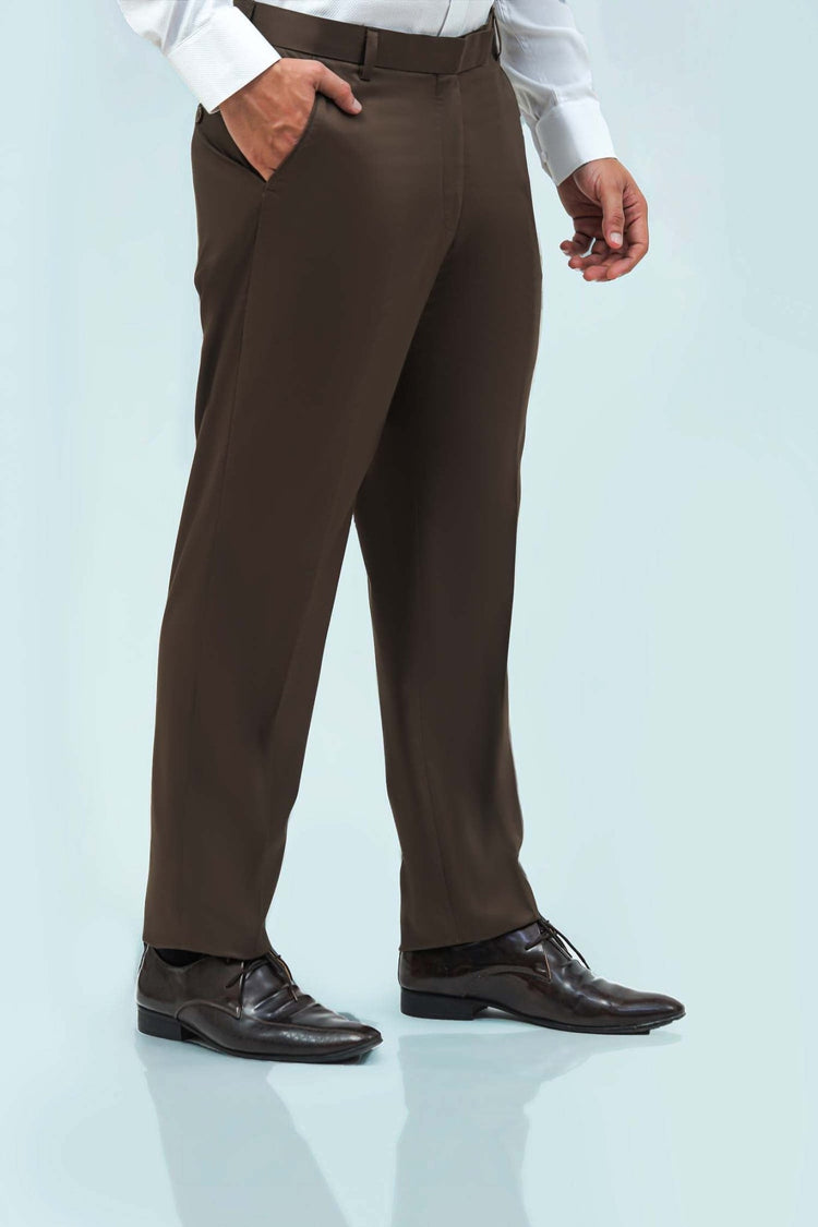 Bluebird Men's Dark Coffee Formal Trousers - Veshbhoshaa