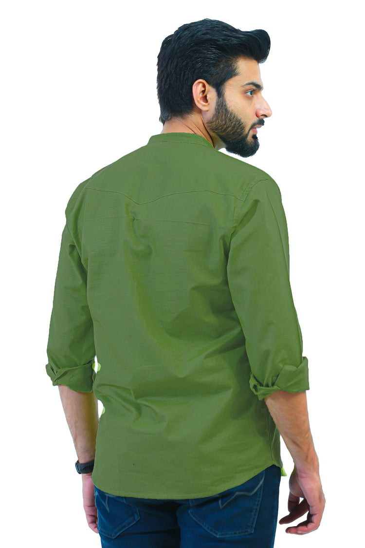 Bluebird Men's Dark Green Casual Short Kurta - Veshbhoshaa