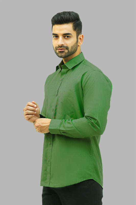 Bluebird Men's Dark Green Formal Shirt - Veshbhoshaa