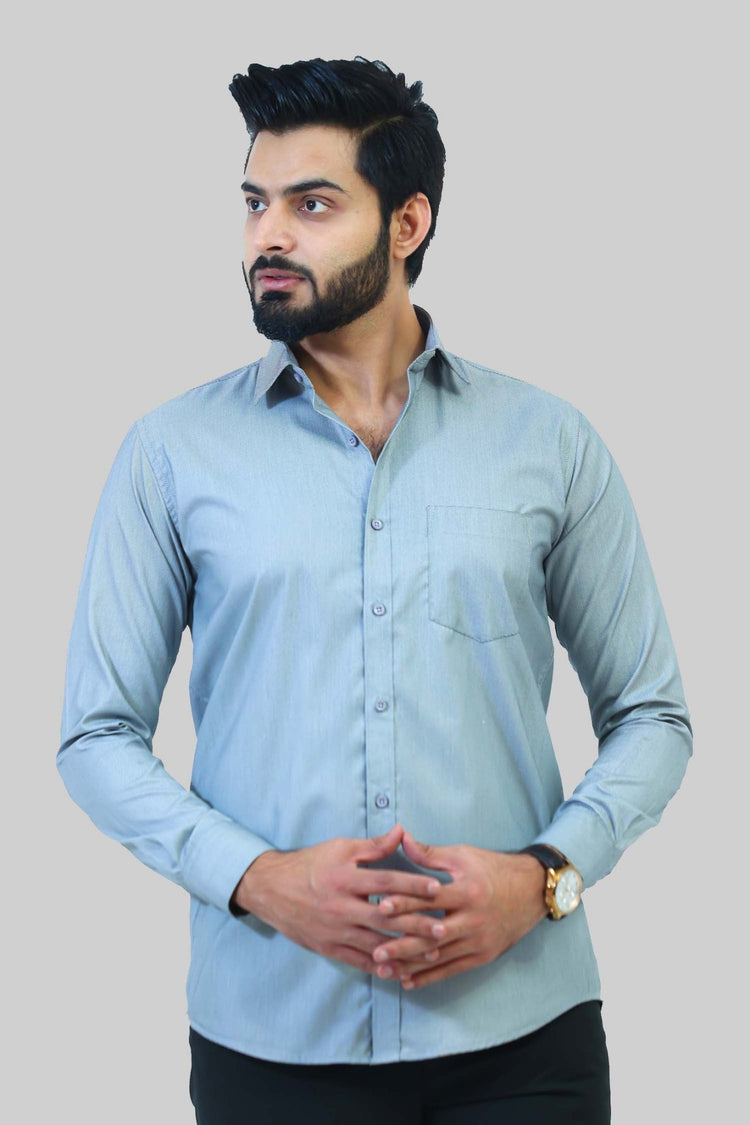 Bluebird Men's Dark Grey Formal Shirt - Veshbhoshaa