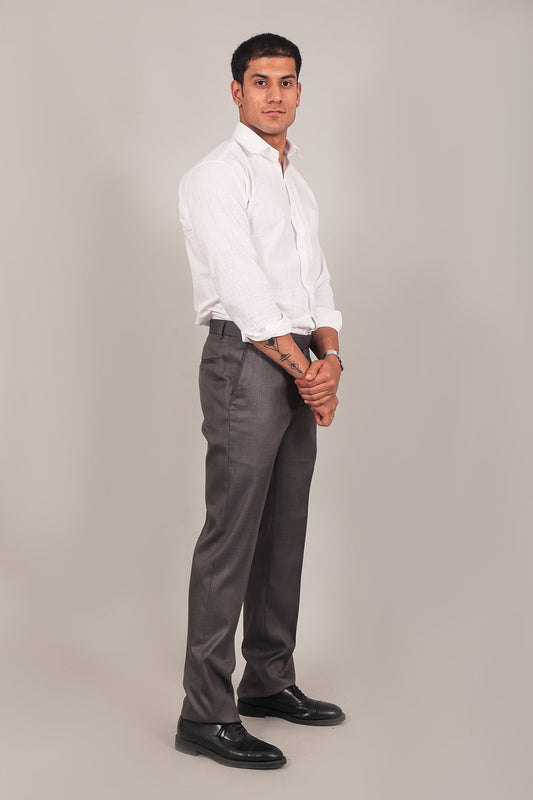 Bluebird Men's Dark Grey Formal Trousers - Veshbhoshaa