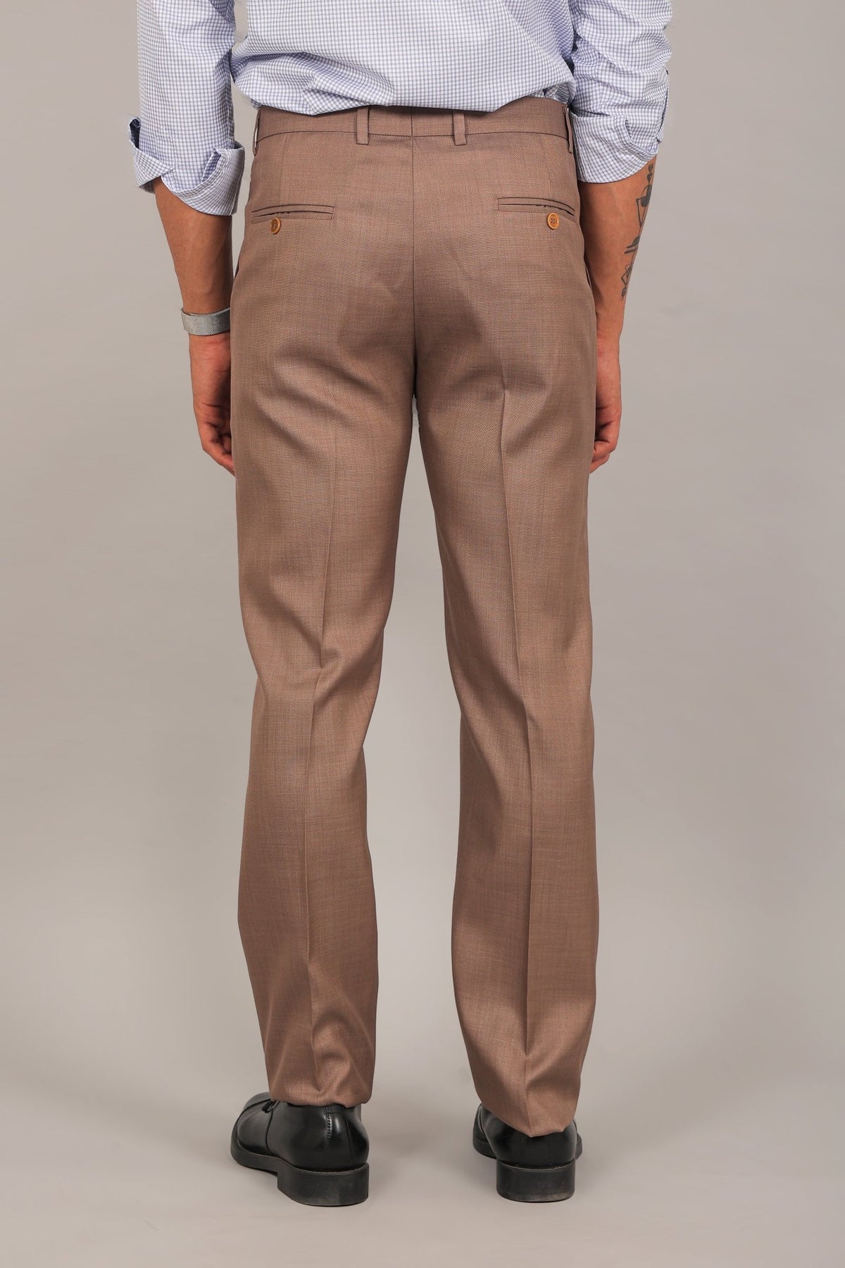 Bluebird Men's Dark Tan Formal Trousers - Veshbhoshaa