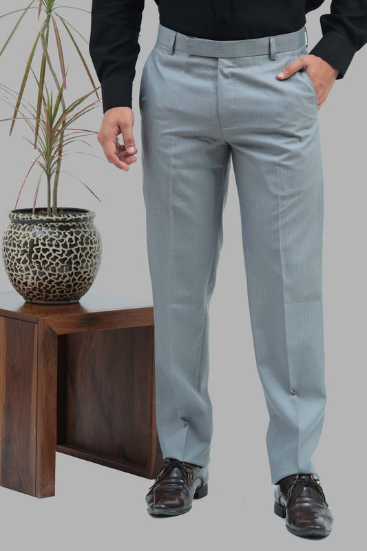 Bluebird Men's Eagle Grey Formal Trousers - Veshbhoshaa