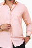 Bluebird Men's Formal Shirt in Light Peach Cotton Lycra - Veshbhoshaa