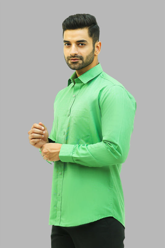 Bluebird Men's Green Formal Shirt - Veshbhoshaa