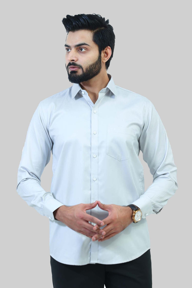 Bluebird Men's Grey Formal Shirt - Veshbhoshaa