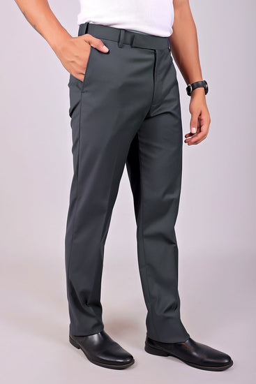 Bluebird Men's Iron Grey Stretch Band Trousers - Veshbhoshaa