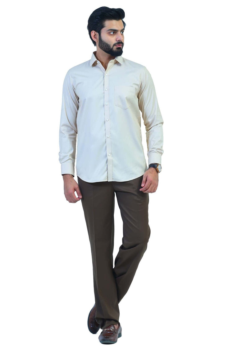 Bluebird Men's Khaki Colour Formal Shirt - Veshbhoshaa