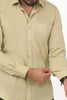 Bluebird Men's Khaki Cotton Lycra Formal Shirt - Veshbhoshaa