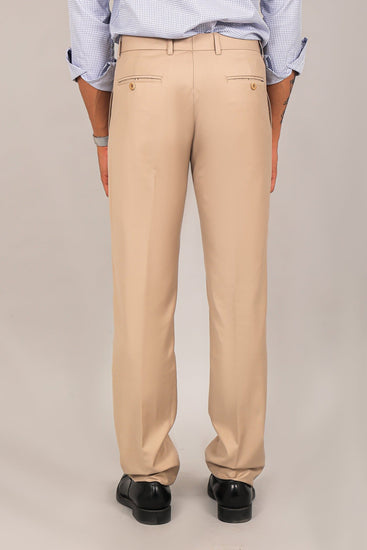 Bluebird Men's Khaki Textured Formal Trousers - Veshbhoshaa