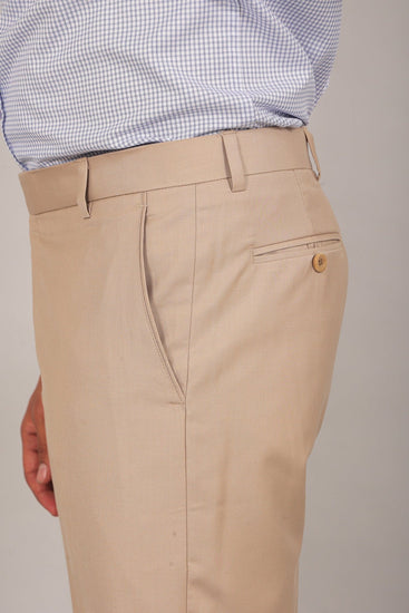 Bluebird Men's Khaki Textured Formal Trousers - Veshbhoshaa