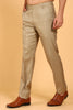 Bluebird Men's Khaki Textured Lycra Formal Trousers - Veshbhoshaa