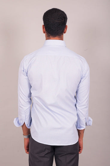 Bluebird Men's Light Blue Checkered Shirt - Veshbhoshaa