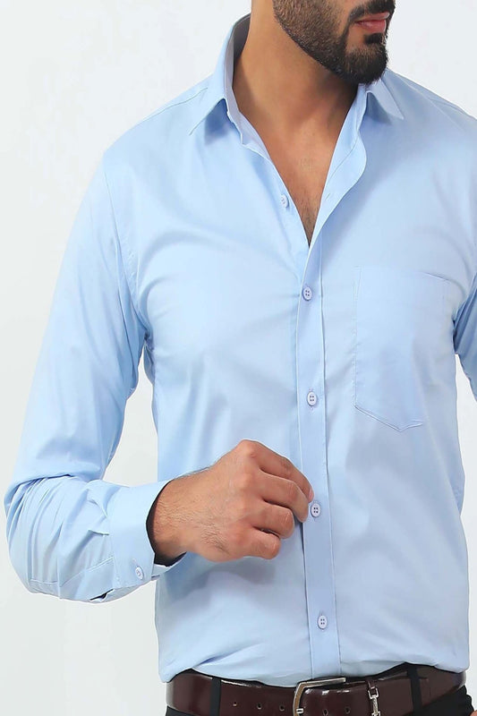 Bluebird Men's Light Blue Formal Shirt - Veshbhoshaa