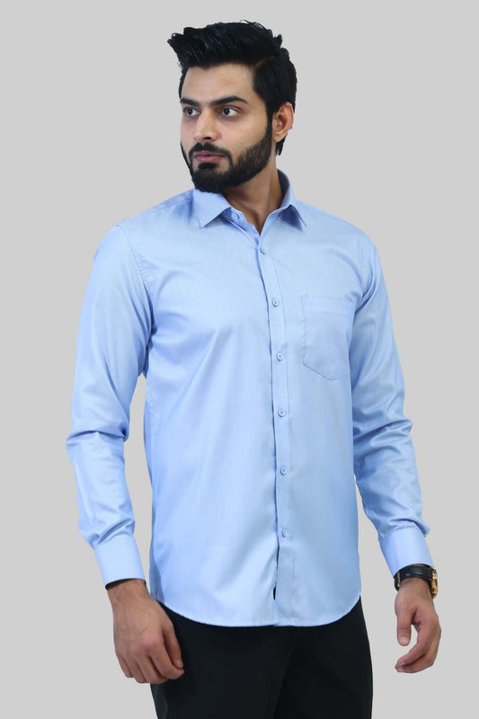 Bluebird Men's Light Blue Formal Shirt - Veshbhoshaa