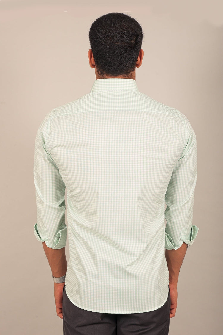 Bluebird Men's Light Green Checkered Shirt - Veshbhoshaa