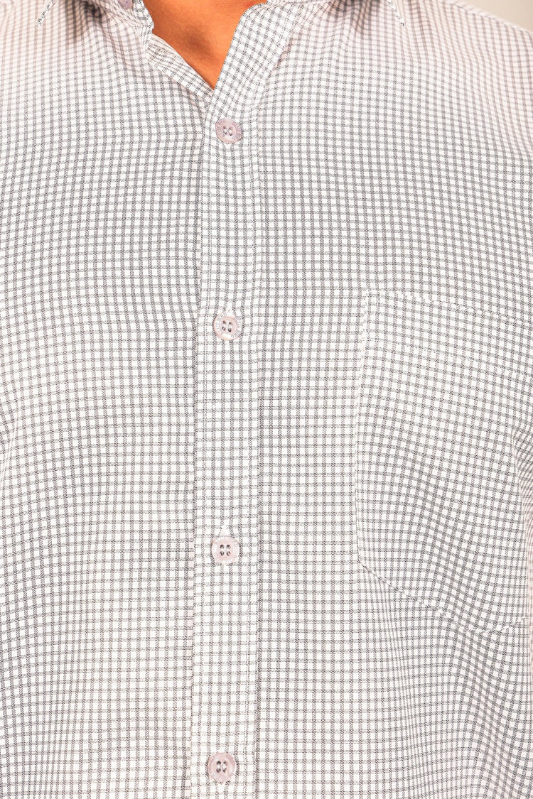 Bluebird Men's Light Grey Checkered Shirt - Veshbhoshaa