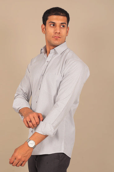 Bluebird Men's Light Grey Checkered Shirt - Veshbhoshaa