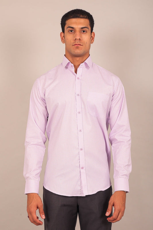 Bluebird Men's Light Purple Check Shirt - Veshbhoshaa