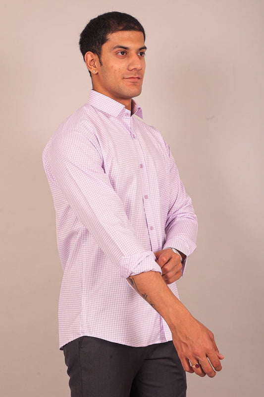 Bluebird Men's Light Purple Check Shirt - Veshbhoshaa