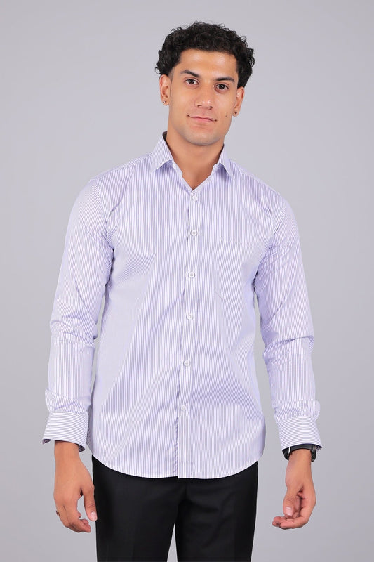 Bluebird Men's Light Purple Stripe Shirt - Veshbhoshaa