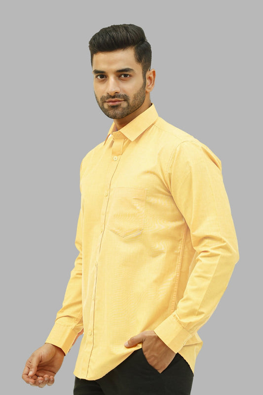 Bluebird Men's Light Yellow Formal Shirt - Veshbhoshaa