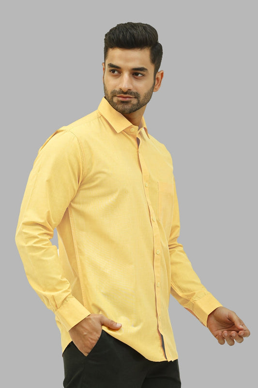 Bluebird Men's Light Yellow Formal Shirt - Veshbhoshaa