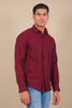 Bluebird Men's Maroon Knitted Plain Shirt - Veshbhoshaa