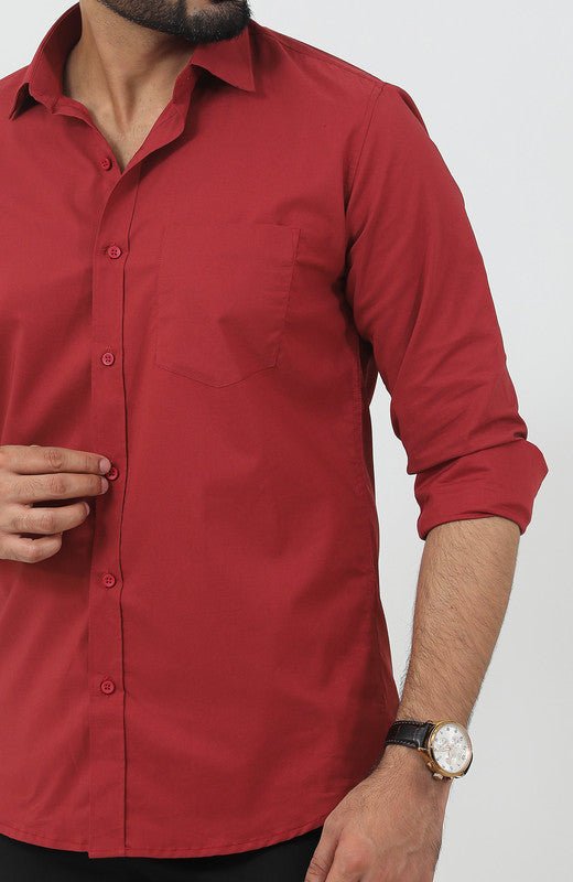 Bluebird Men's Maroon Polycotton Formal Shirt - Veshbhoshaa