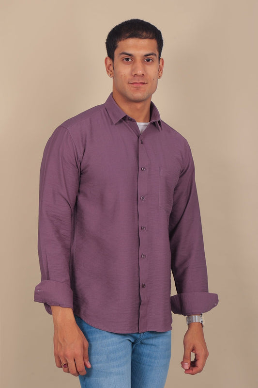 Bluebird Men's Mauve Knitted Plain Shirt - Veshbhoshaa