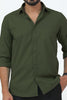 Bluebird Men's Mehndi Green Cotton Lycra Formal Shirt - Veshbhoshaa