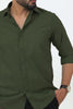 Bluebird Men's Mehndi Green Cotton Lycra Formal Shirt - Veshbhoshaa