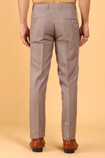 Bluebird Men's Mocha Textured Lycra Formal Trouser - Veshbhoshaa