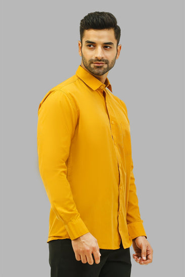 Bluebird Men's Mustard Formal Shirt - Veshbhoshaa